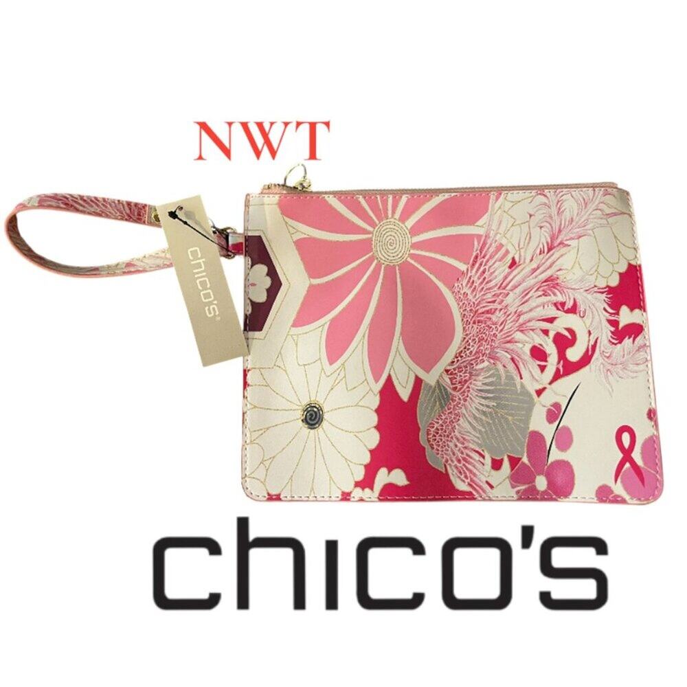 NWT Chico's Pink Floral Zipper Wristlet